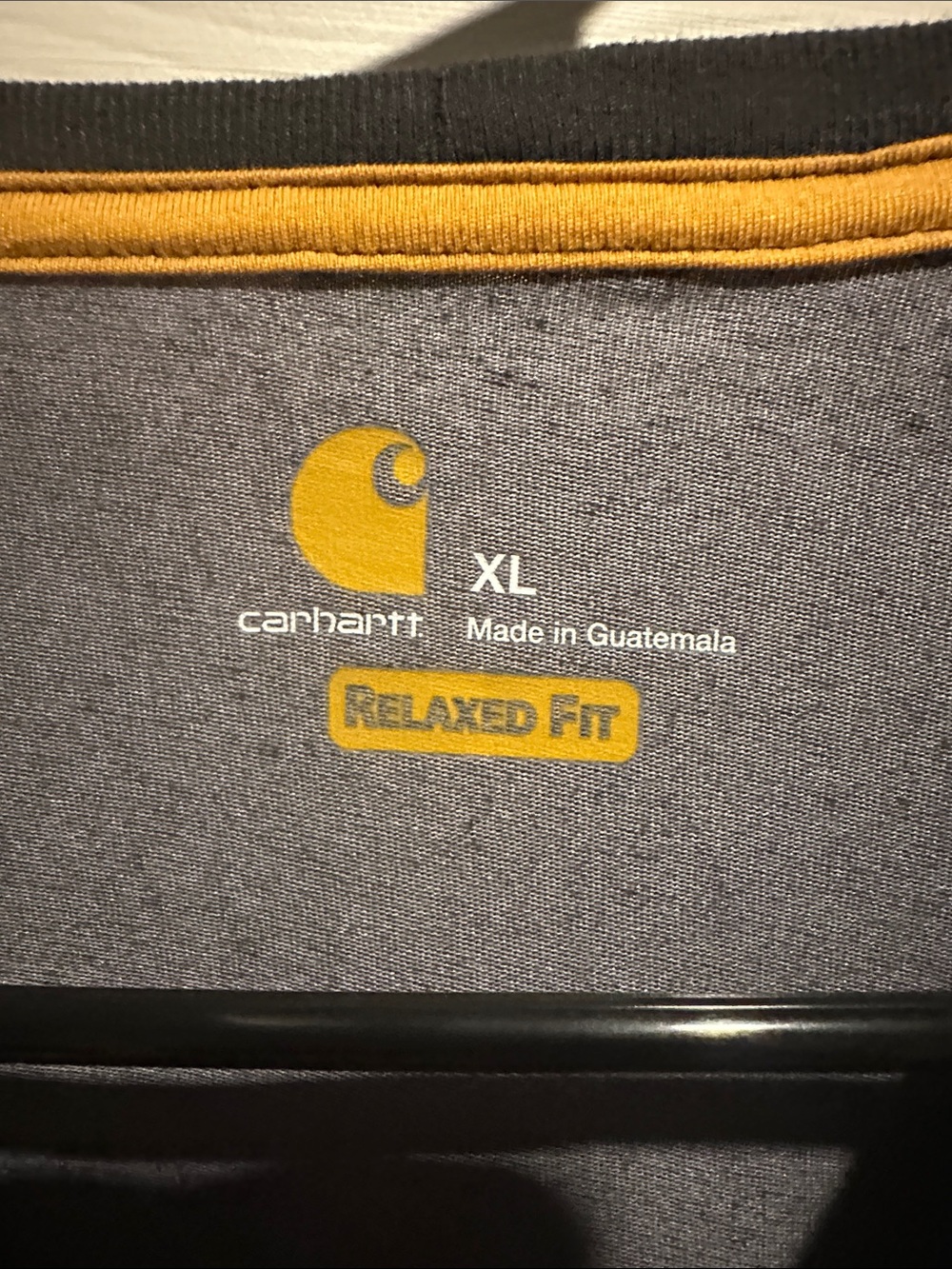 Carhartt Charcoal Pocket Tee with Yellow Logo Accents - Picture 4 of 5